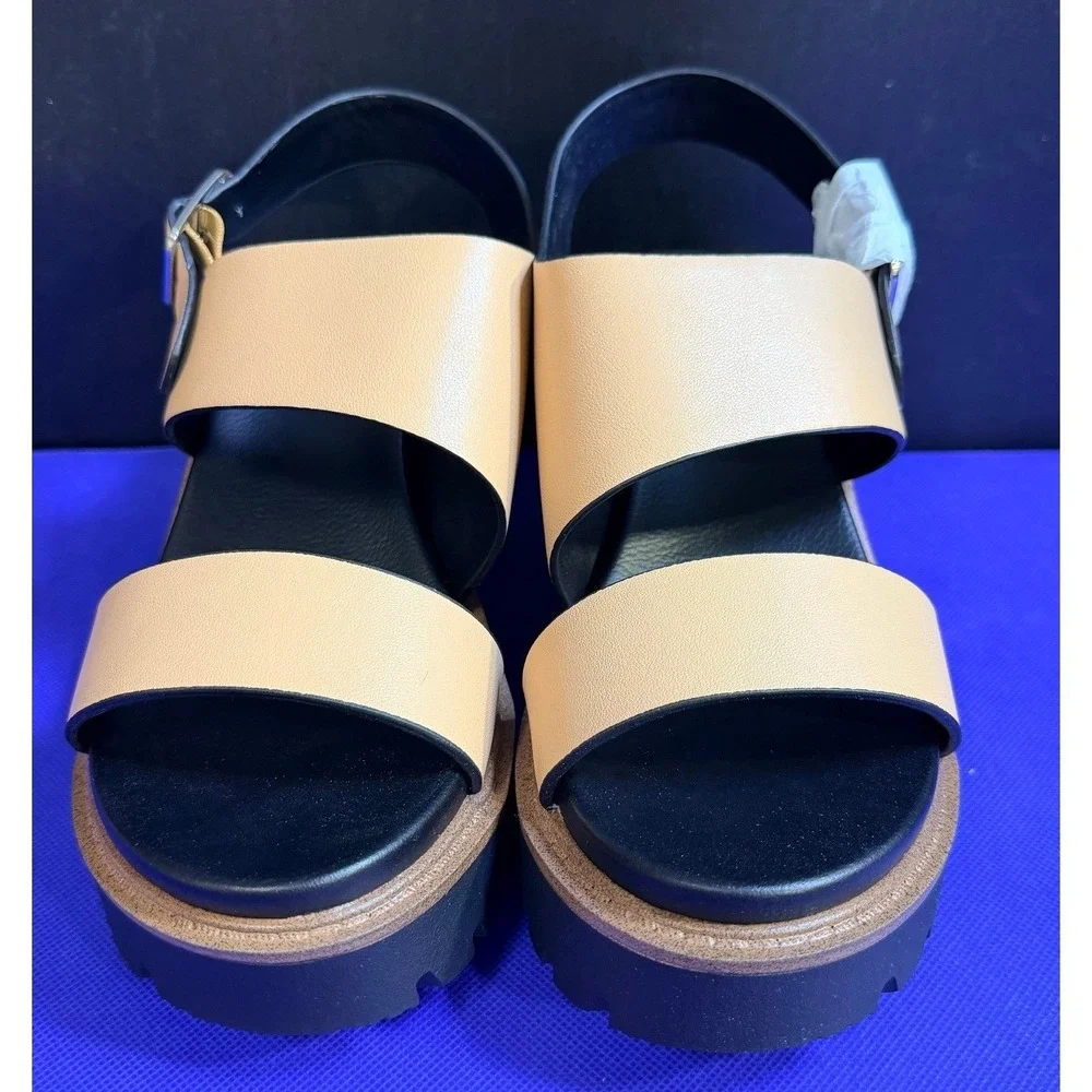 MIA Sheska Tan Nappa Leather Lug Sole Block Heel Sandals Women's‎ Size 8M